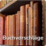 Regal mit mehreren alten Büchern. Darunter der Schriftzug "Buchvorschläge"