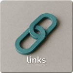 Ein Kettenglied. Darunter der Schriftzug "links".